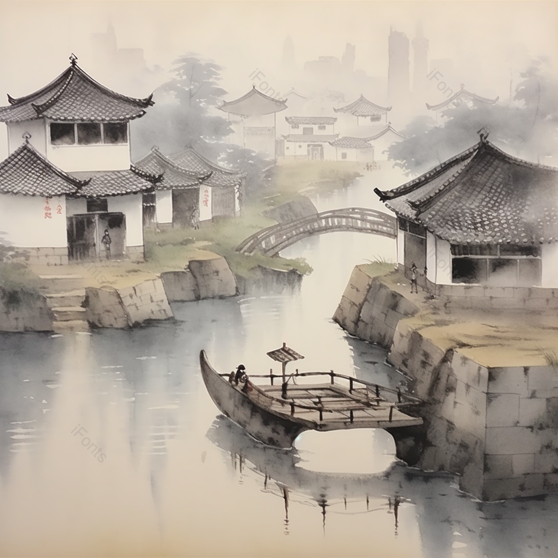 中国风江南水乡水墨画,高清,摄影图,摄影图片,图片大全,摄影图免费下载